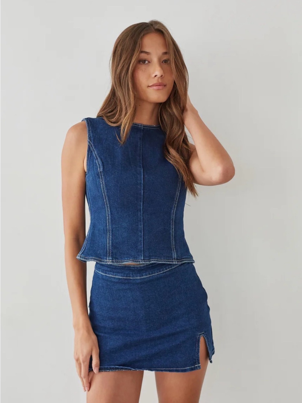 Denim Mini Skirt in Dark Blue — Women Jeans